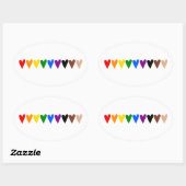 Sticker Ovale Coeurs arc-en-ciel, la vie noire (Feuille)