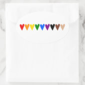 Sticker Ovale Coeurs arc-en-ciel, la vie noire (Sac)