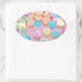 Sticker Ovale coeurs de bonbons valentines (Sac)