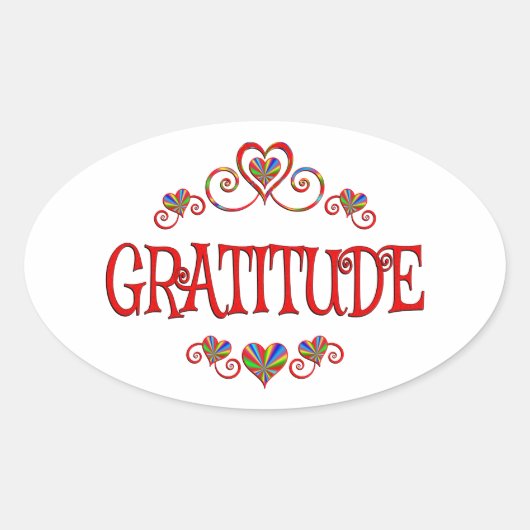 Sticker Ovale Coeurs de gratitude (Devant)