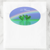 Sticker Ovale Cœurs d'émeraude du 55e anniversaire (Sac)