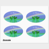 Sticker Ovale Cœurs d'émeraude pour le 55e anniversaire (Feuille)