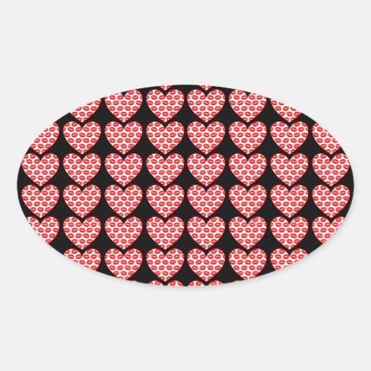 Sticker Ovale Coeurs des lèvres baisées (Devant)