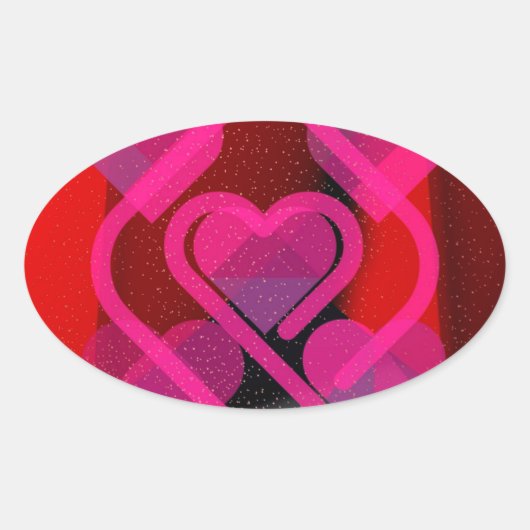 Sticker Ovale Coeurs flottants (Devant)