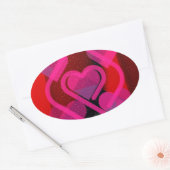 Sticker Ovale Coeurs flottants (Enveloppe)