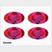 Sticker Ovale Coeurs flottants (Feuille)