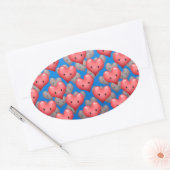 Sticker Ovale Coeurs flottants en bleu (Enveloppe)