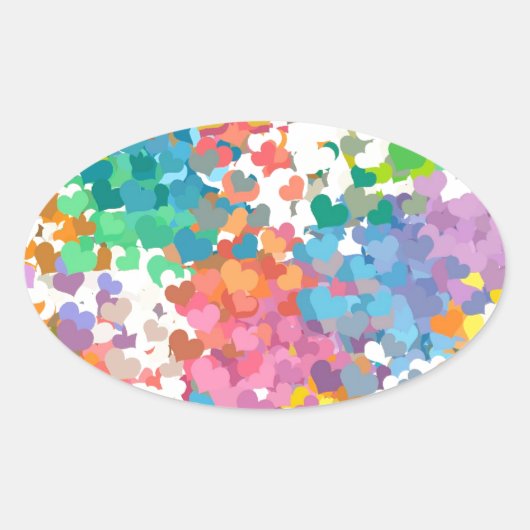 Sticker Ovale Coeurs Pastel Confetti (Devant)