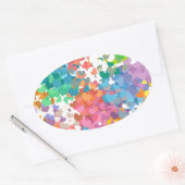 Sticker Ovale Coeurs Pastel Confetti (Enveloppe)