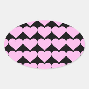 Sticker Ovale Coeurs roses, Amour inconditionnel_