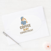 Sticker Ovale Coffee Is My Commitment – Funny Nurse Coffee Oval  (Enveloppe)