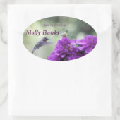 Sticker Ovale Colibri à dahlias violet (Sac)