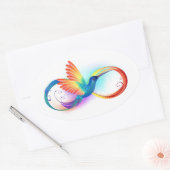 Sticker Ovale Colibri arc-en-ciel avec symbole Infinity (Enveloppe)