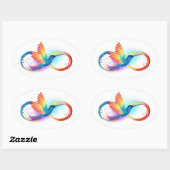 Sticker Ovale Colibri arc-en-ciel avec symbole Infinity (Feuille)