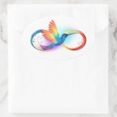 Sticker Ovale Colibri arc-en-ciel avec symbole Infinity (Sac)