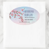 Sticker Ovale Colibri en fleurs de cerisiers (Sac)