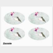 Sticker Ovale Colibri et Fuschia (Feuille)