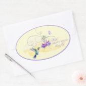 Sticker Ovale Colibri et papillon inspirant (Enveloppe)