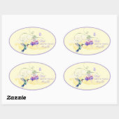 Sticker Ovale Colibri et papillon inspirant (Feuille)