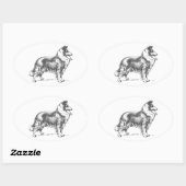 Sticker Ovale Collie Dog (Feuille)