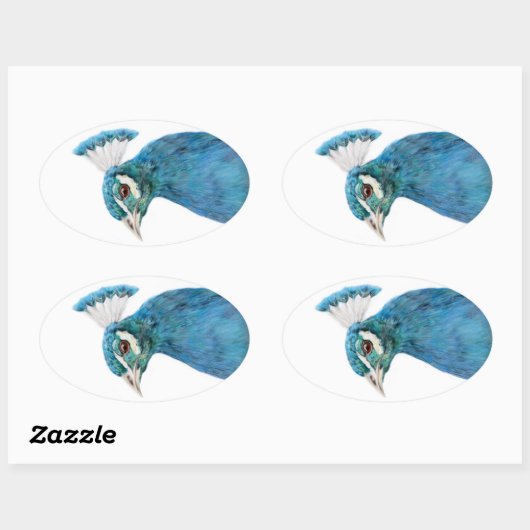 Sticker Ovale Collier d'oiseau de paon Oval (Feuille)