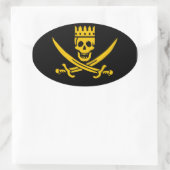 Sticker Ovale Colonne ovale de la couronne pirate - pack de 20 (Sac)