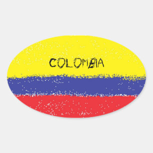 Sticker Ovale Colonnes de drapeau ovale en Colombie