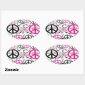 Sticker Ovale Colonnes de signes de paix (Feuille)