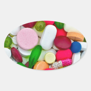 Sticker Ovale Colorant pilules produit personnalisé