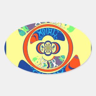 Sticker Ovale Colorful USA Change : Un design festif