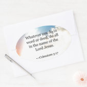 Sticker Ovale Colossien 3:17, Écriture biblique chrétienne (Enveloppe)