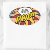 Sticker Ovale Comic Book Ready to POP! Baby shower (Sac)
