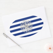 Sticker Ovale Compas de style Chrome sur les bandes Nautiques (Enveloppe)