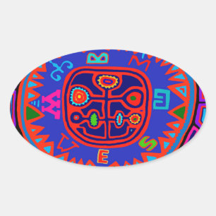 Sticker Ovale Compas Mola indienne de Kuna