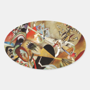 Sticker Ovale Composition Abstraite de Kandinsky