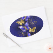 Sticker Ovale Composition avec papillons Sapphire (Enveloppe)