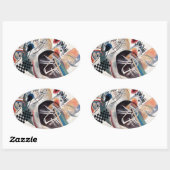 Sticker Ovale Composition de Kandinsky (Feuille)
