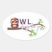 Sticker Ovale Conception adorable des chouettes (Devant)