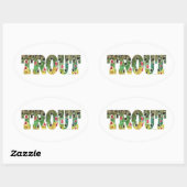 Sticker Ovale Conception Brown de truites (Feuille)