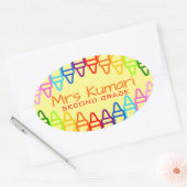 Sticker Ovale Conception Crayon pour enseignant personnalisé (Enveloppe)