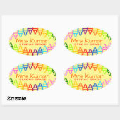 Sticker Ovale Conception Crayon pour enseignant personnalisé (Feuille)