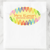 Sticker Ovale Conception Crayon pour enseignant personnalisé (Sac)