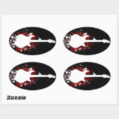 Sticker Ovale Conception de guitare cool (Feuille)
