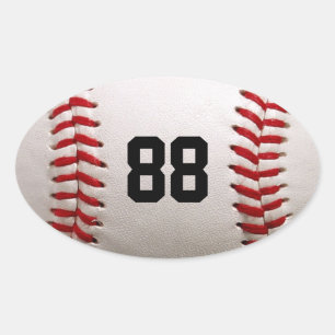 Sticker Ovale Conception de joueur de baseball avec numéro de ma