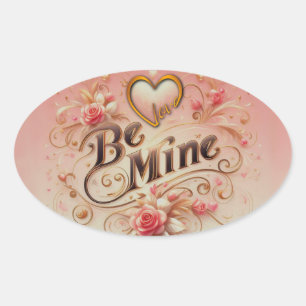 Sticker Ovale Conception de la Saint-Valentin Sois Mien avec Cœu