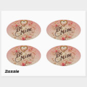 Sticker Ovale Conception de la Saint-Valentin Sois Mien avec Cœu (Feuille)