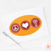 Sticker Ovale Conception de lacrosse d'amour de paix (Enveloppe)