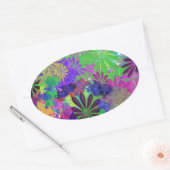 Sticker Ovale Conception de l'alimentation en fleurs hippie (Enveloppe)