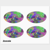 Sticker Ovale Conception de l'alimentation en fleurs hippie (Feuille)