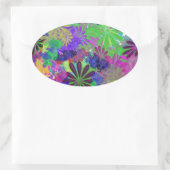 Sticker Ovale Conception de l'alimentation en fleurs hippie (Sac)